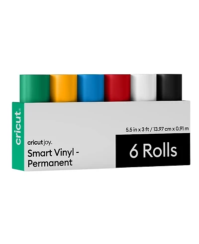 Cricut Joy Smart Vinyl Matless Permanent Vinyl, Variety Sampler - 5.5 in x 3 ft (6 ct)