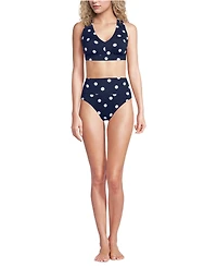 Lands' End Women's V-Neck Bikini and High Waisted Bottom Swimsuit Set