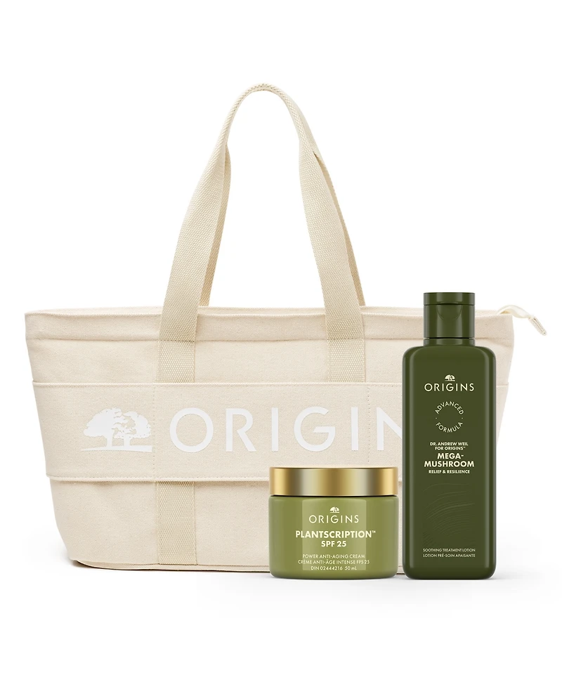 Free Full Size Plantscription Spf 25 Power Anti-Aging Cream 50 ml and Limited Edition Origins Travel Canvas Tote with $75 Origins purchase
