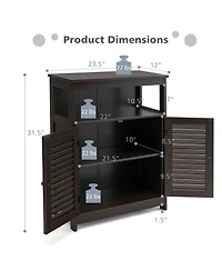 sumyeg Wooden Freestanding Bathroom Storage Cabinet with Double Shutter Doors