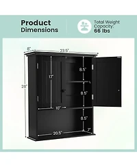 sumyeg 2-Door Wall Mount Bathroom Storage Cabinet with Open Shelf