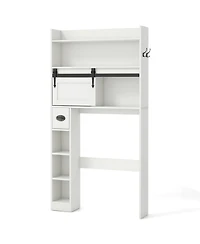 sumyeg Over The bath fixture Storage Cabinet with Sliding Barn Door and Adjustable Shelves