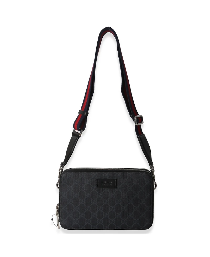 Pre-Owned Gucci Black Gg Supreme Canvas Web Small Crossbody Bag
