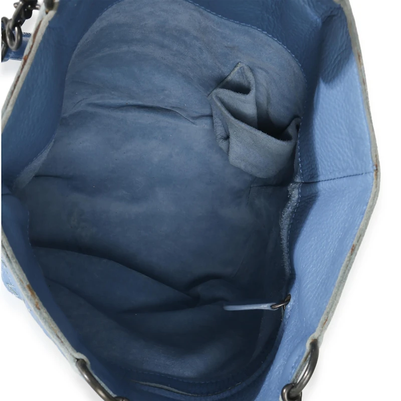 Pre-Owned Bottega Veneta Blue Intrecciato Trimmed Cervo Small Bucket Bag