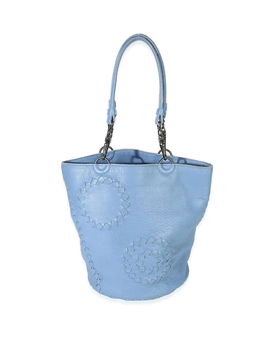 Pre-Owned Bottega Veneta Blue Intrecciato Trimmed Cervo Small Bucket Bag