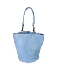 Pre-Owned Bottega Veneta Blue Intrecciato Trimmed Cervo Small Bucket Bag