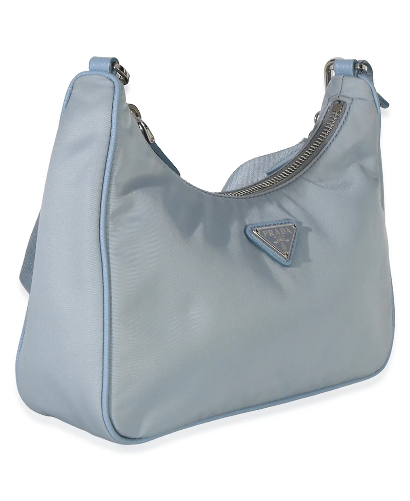 Pre-Owned Prada Blue Nylon Saffiano Leather Re-Edition 2005