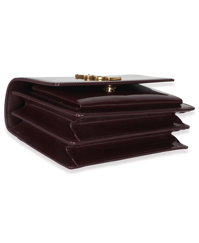 Pre-Owned Saint Laurent Red Wine Patent Monogram Small Sunset Bag