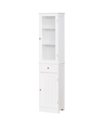 Busdays Narrow Slim Bathroom Storage Cabinet Linen Tower with Acrylic Door Drawer and Shelves