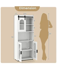 Gymax Farmhouse Bathroom Floor Cabinet 59"H Freestanding Linen Storage Organizer