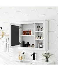 Airsurfer Wall Mounted Medicine Cabinet with Mirror and 3 Open Shelves Modern Bathroom Storage Organizer Mirror Cabinet