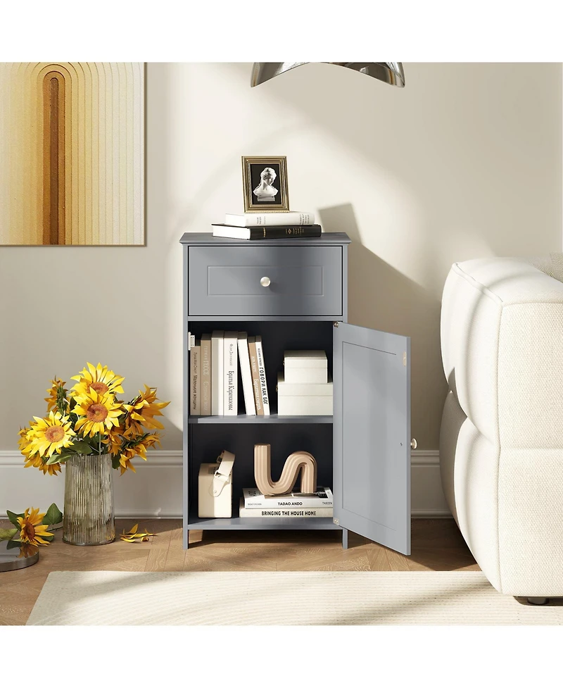 sumyeg Single Door Bathroom Storage Cabinet with Adjustable Shelf and Drawer