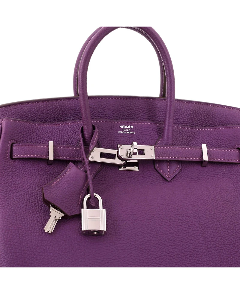 Pre-Owned HERMES Birkin 25 Handbag Purple Togo with Palladium Hardware