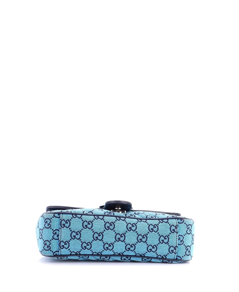Pre-Owned Gucci Small Gg Marmont Flap Bag Diagonal Quilted Gg Canvas with Leather