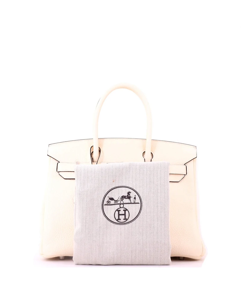 Pre-Owned HERMES Birkin 30 Handbag Light Clemence with Palladium Hardware