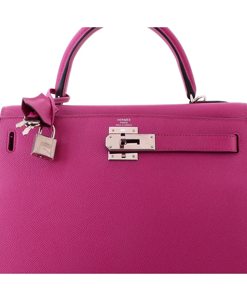 Pre-Owned HERMES Kelly 28 Handbag Pink Epsom with Palladium Hardware