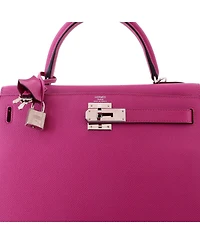 Pre-Owned HERMES Kelly 28 Handbag Pink Epsom with Palladium Hardware