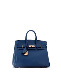 Pre-Owned HERMES Birkin 25 Handbag Blue Swift with Gold Hardware
