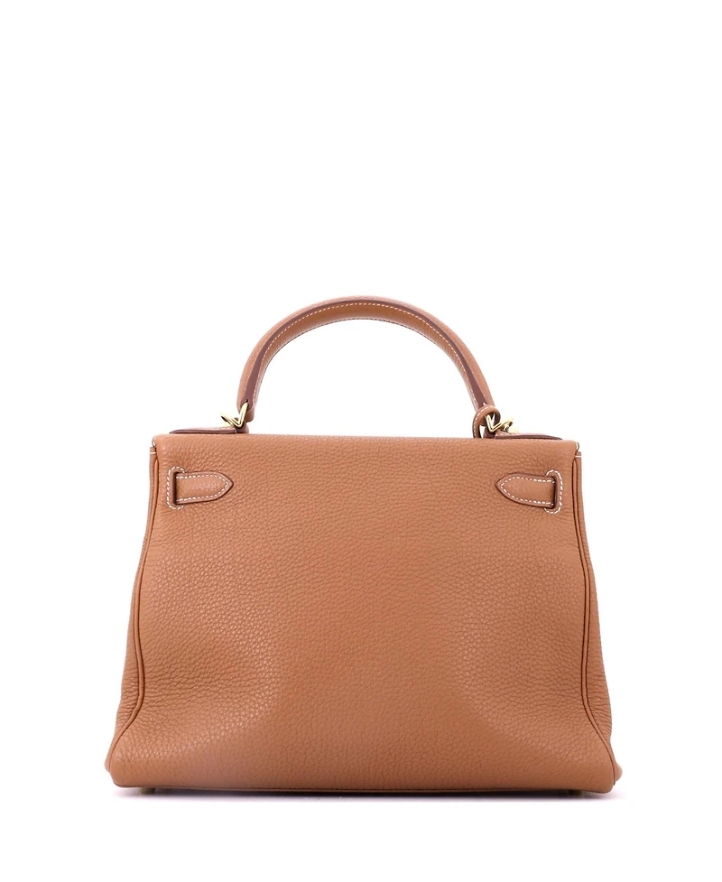 Pre-Owned HERMES Kelly 28 Handbag Brown Togo with Gold Hardware