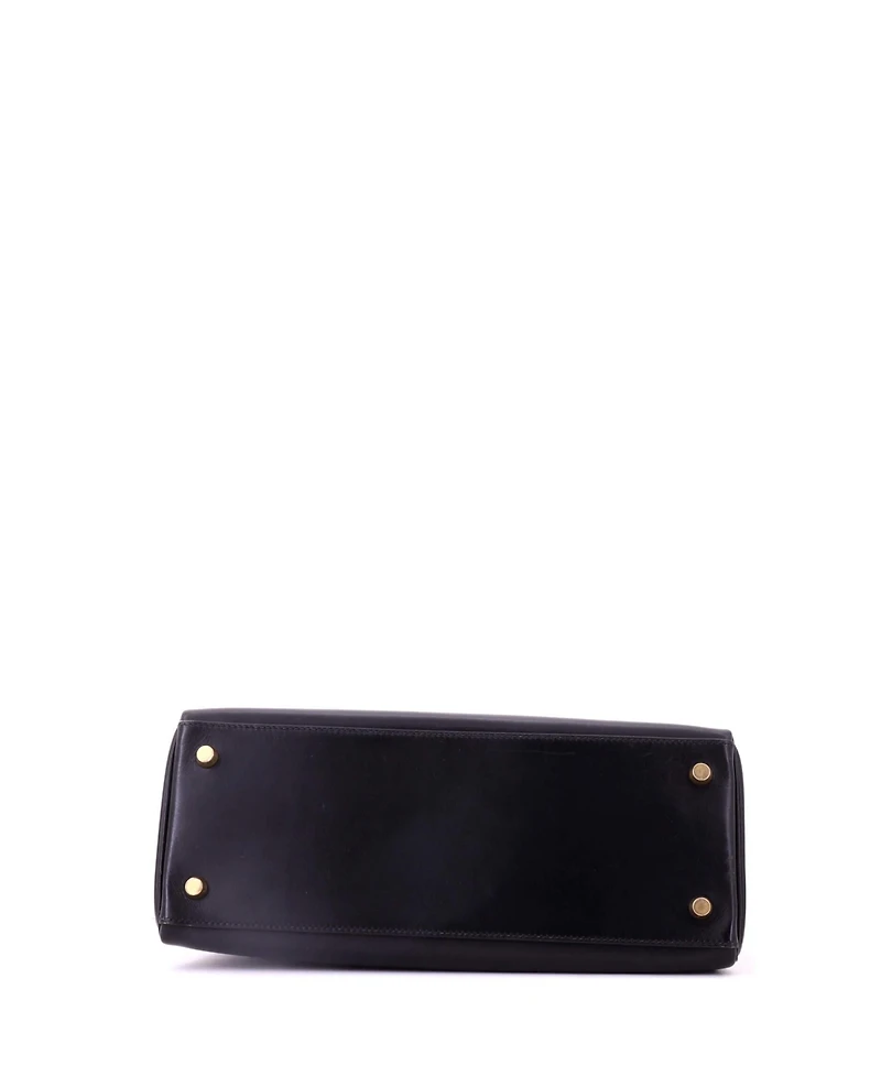 Pre-Owned HERMES Kelly 28 Handbag Black Box Calf with Gold Hardware
