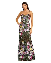 Mac Duggal Women's Floral Embroidered Sleeveless Bustier Gown
