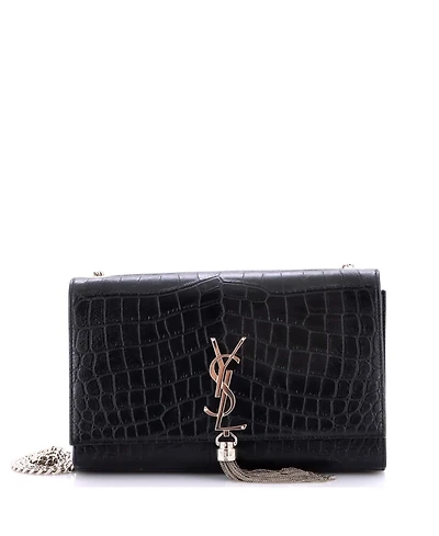 Pre-Owned Saint Laurent Medium Classic Monogram Tassel Crossbody Bag Embossed Leather