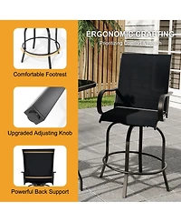 homfan All-Weather Patio Bar Table and Swivel Bar Stools Set