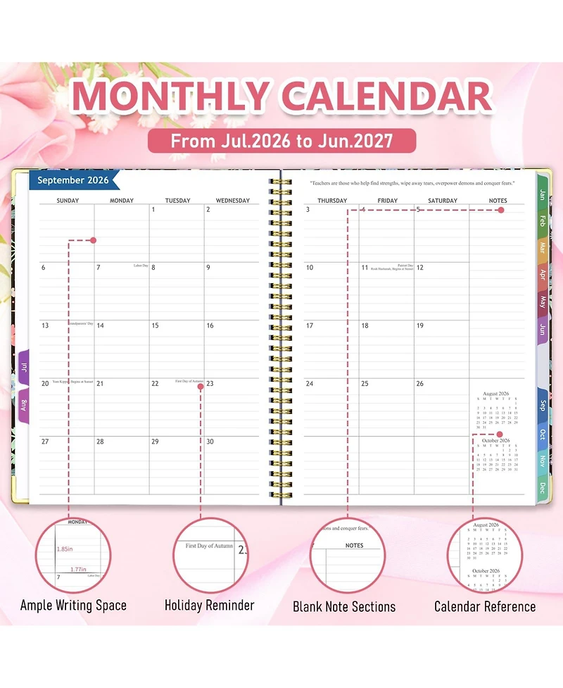 Gnuadz Teacher Planner 2026-2027 Academic Year Lesson Book Colorful Tabs Hardcover