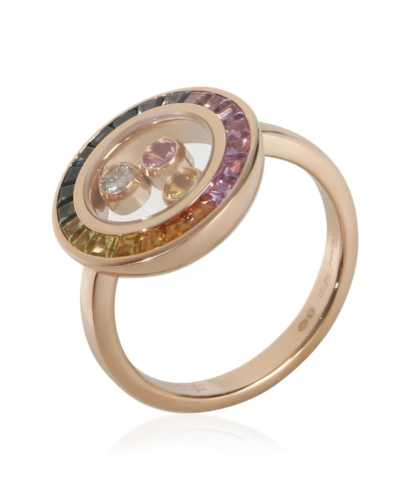 Pre-Owned Chopard Rose Gold Sapphire and Diamond Happy Diamond Ring