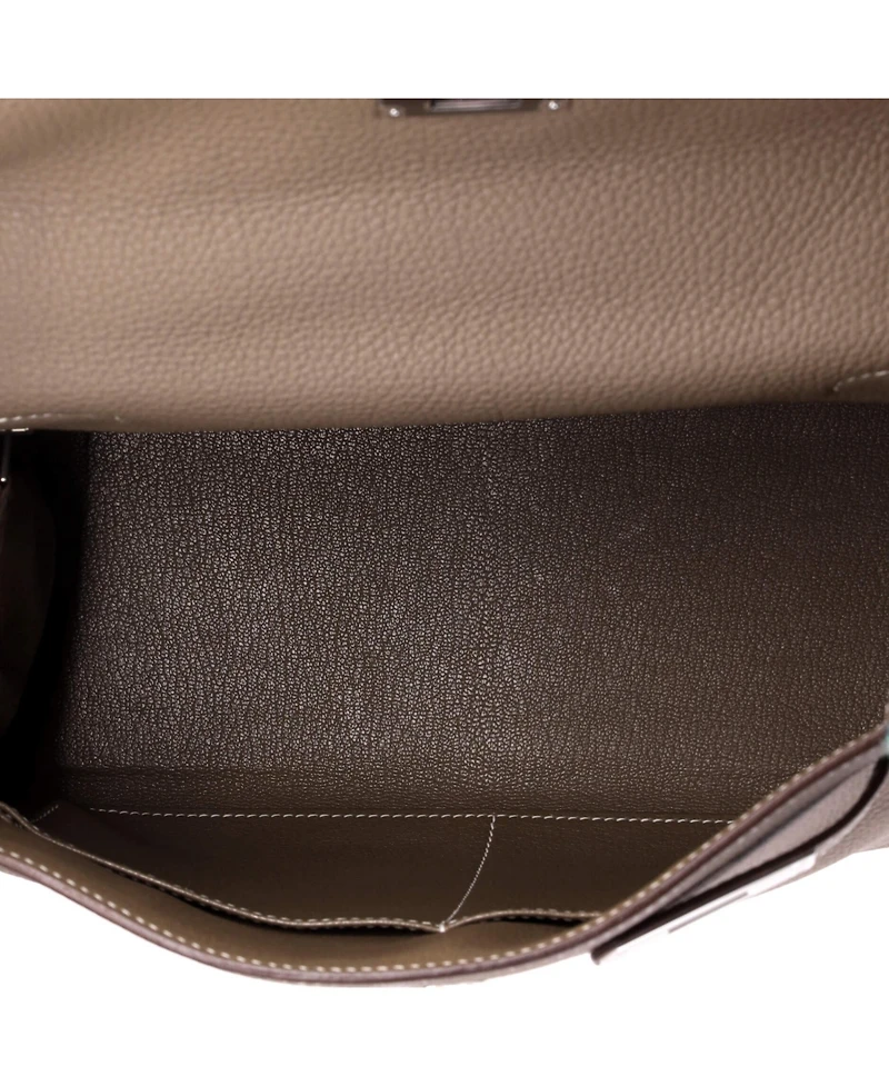 Pre-Owned HERMES Kelly Handbag Grey Togo with Palladium Hardware