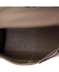 Pre-Owned HERMES Kelly Handbag Grey Togo with Palladium Hardware
