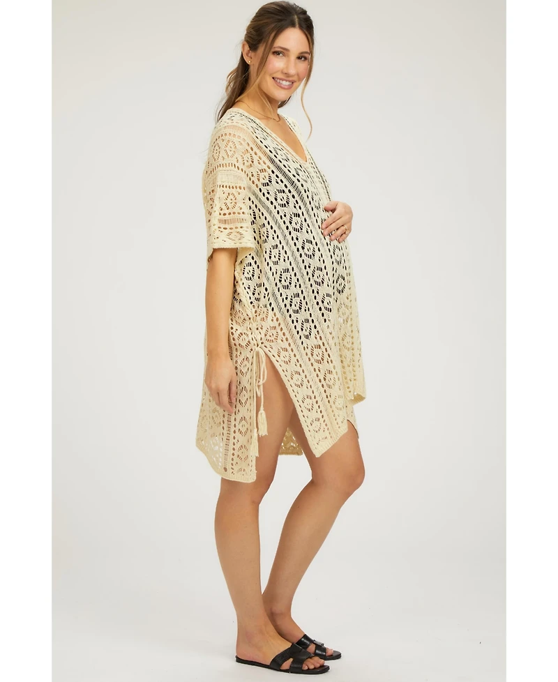 Pinkblush Maternity Cream Crochet Knit Swim Cover Up