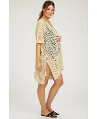 Pinkblush Maternity Cream Crochet Knit Swim Cover Up