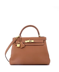 Pre-Owned HERMES Kelly 28 Handbag Brown Togo with Gold Hardware