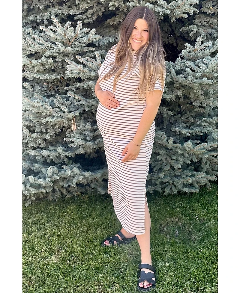 Pinkblush Maternity Striped Short Sleeve T-Shirt Midi Dress