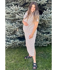 Pinkblush Maternity Striped Short Sleeve T-Shirt Midi Dress