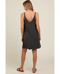 Pinkblush Maternity Charcoal Ribbed Sleeveless Front Seam Dress