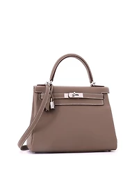 Pre-Owned HERMES Kelly 28 Handbag Grey Evercolor with Palladium Hardware