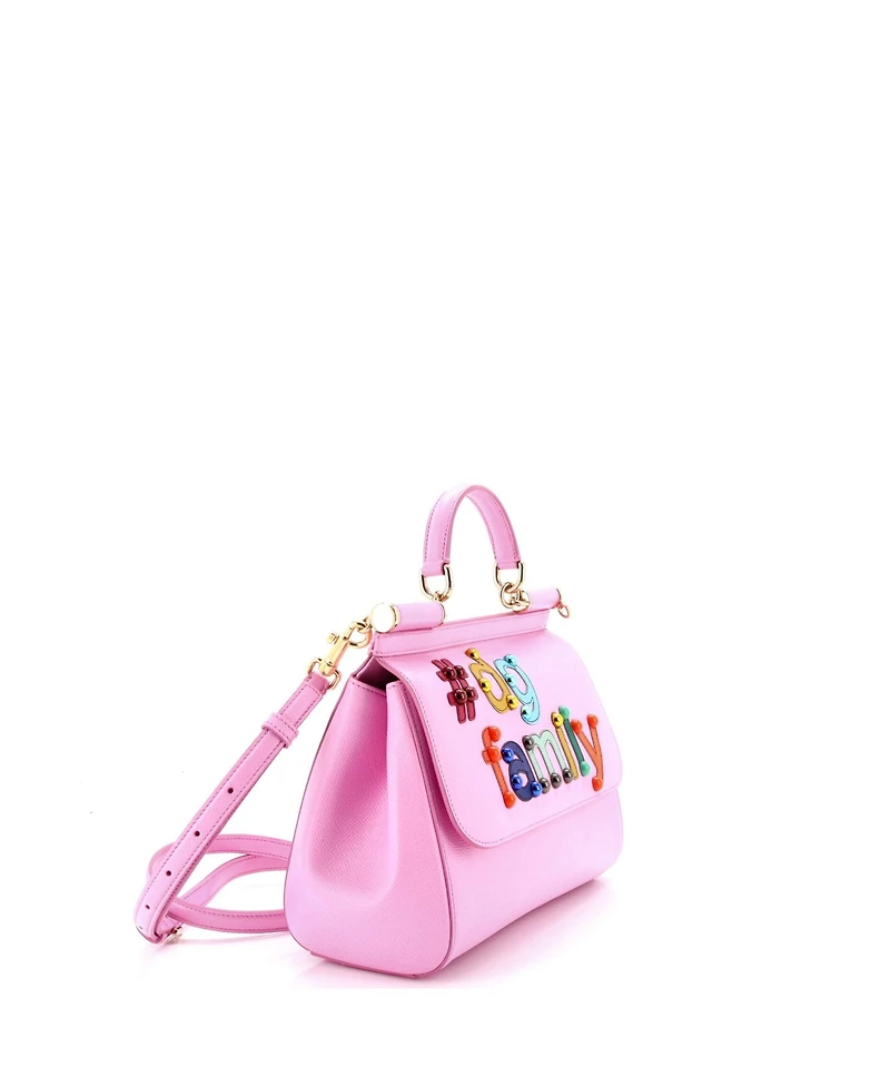 Pre-Owned Dolce & Gabbana Medium Miss Sicily Bag Embellished Printed Leather
