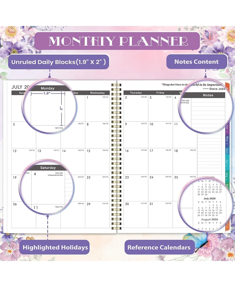Gnuadz 2026-2029 Monthly Planner 3-Year Calendar Colorful Tabs Pocket