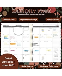 Gnuadz Monthly Planner 2026-2031 5 Year Calendar Tabs Twin-wire Pocket