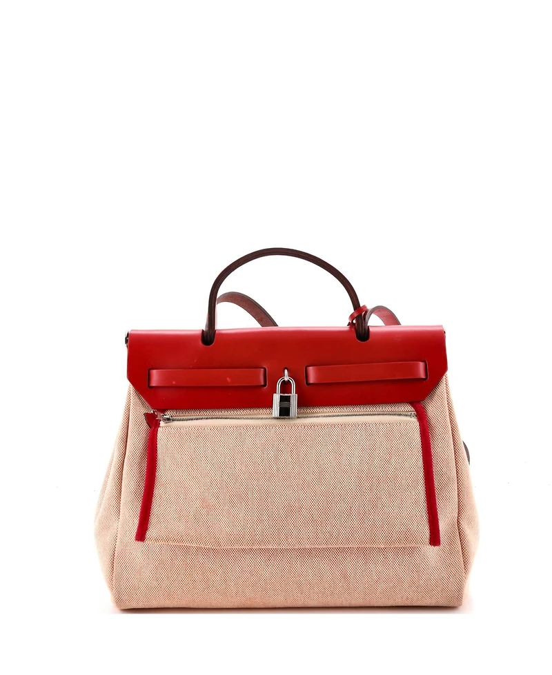Pre-Owned HERMES 31 Herbag Zip Pegase Pop Toile and Leather
