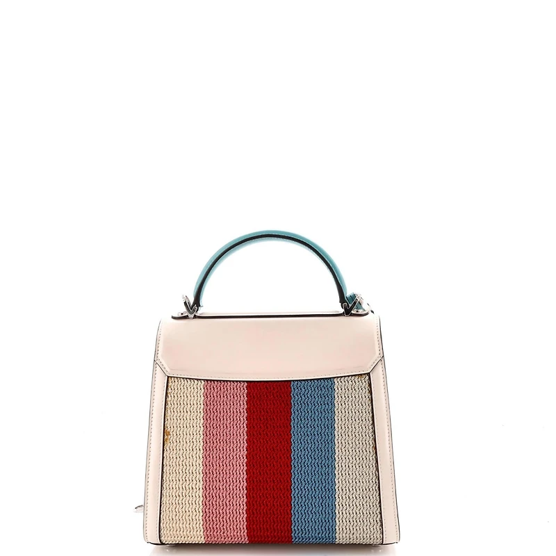 Pre-Owned Salvatore Ferragamo Medium Boxyz Top Handle Bag Leather with Strpe Cord