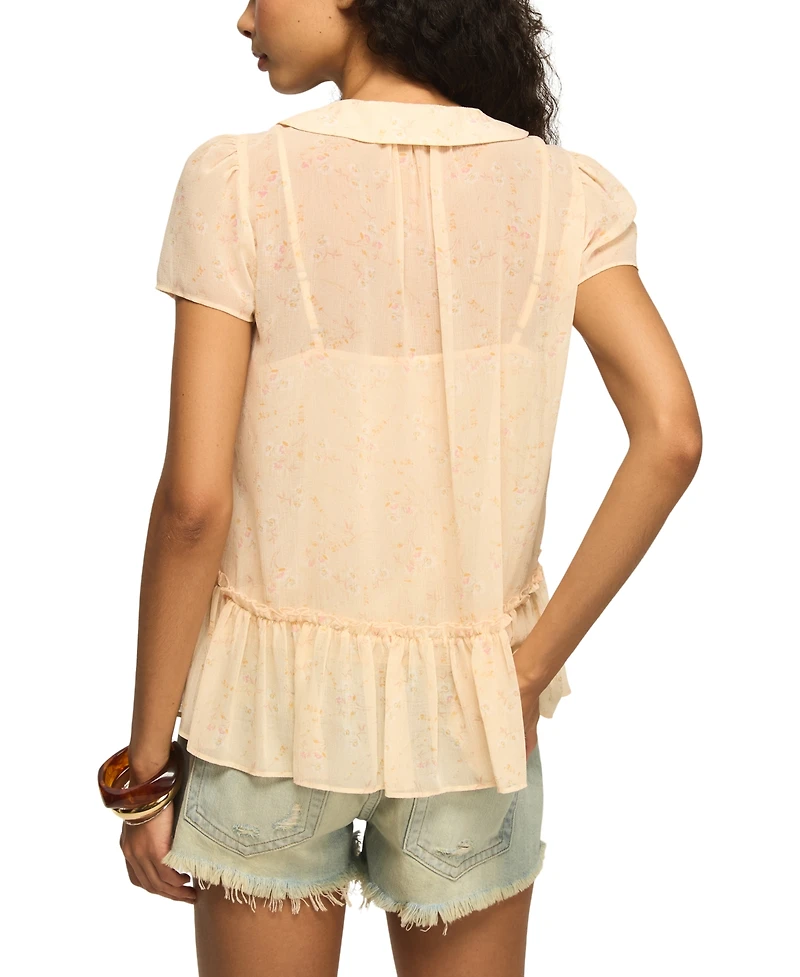 Lucky Brand Women's Peter Pan Collar Swing Top