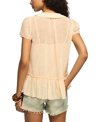 Lucky Brand Women's Peter Pan Collar Swing Top
