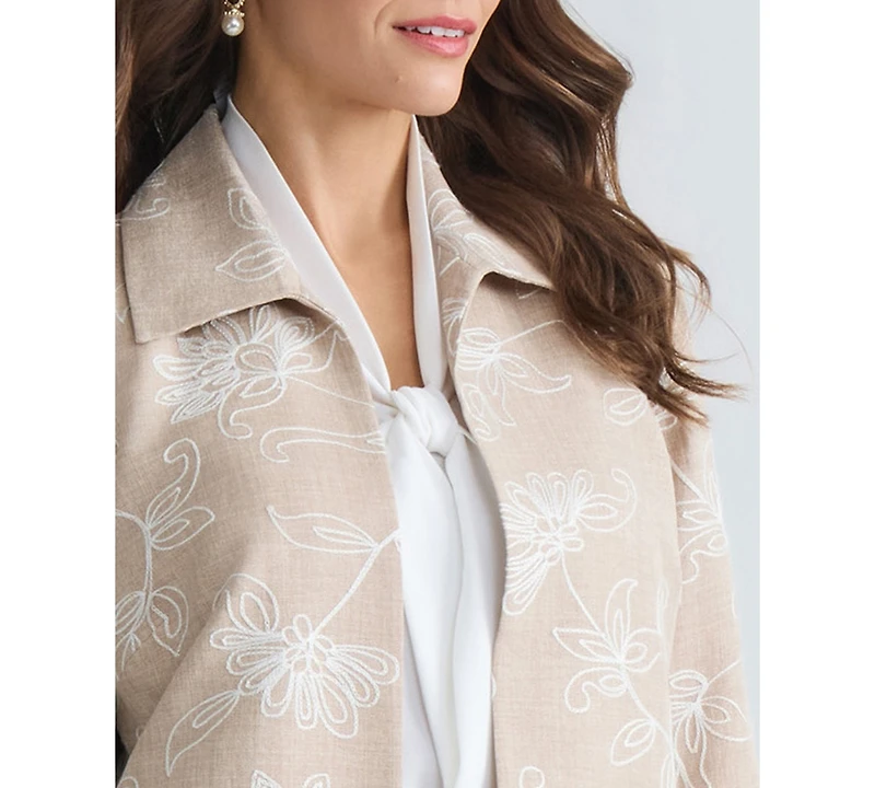 Kasper Women's Boxy Floral Embroidered Jacket, Regular & Petite