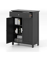 sumyeg Bathroom Floor Storage Cabinet Freestanding Organizer with Two Doors