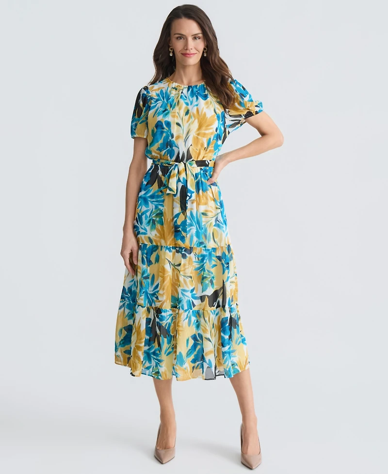 Kasper Women's Printed Tiered Midi Dress