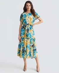 Kasper Women's Printed Tiered Midi Dress