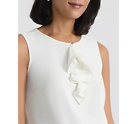 Kasper Women's Ruffle Front Sleeveless Jewel Neck Blouse